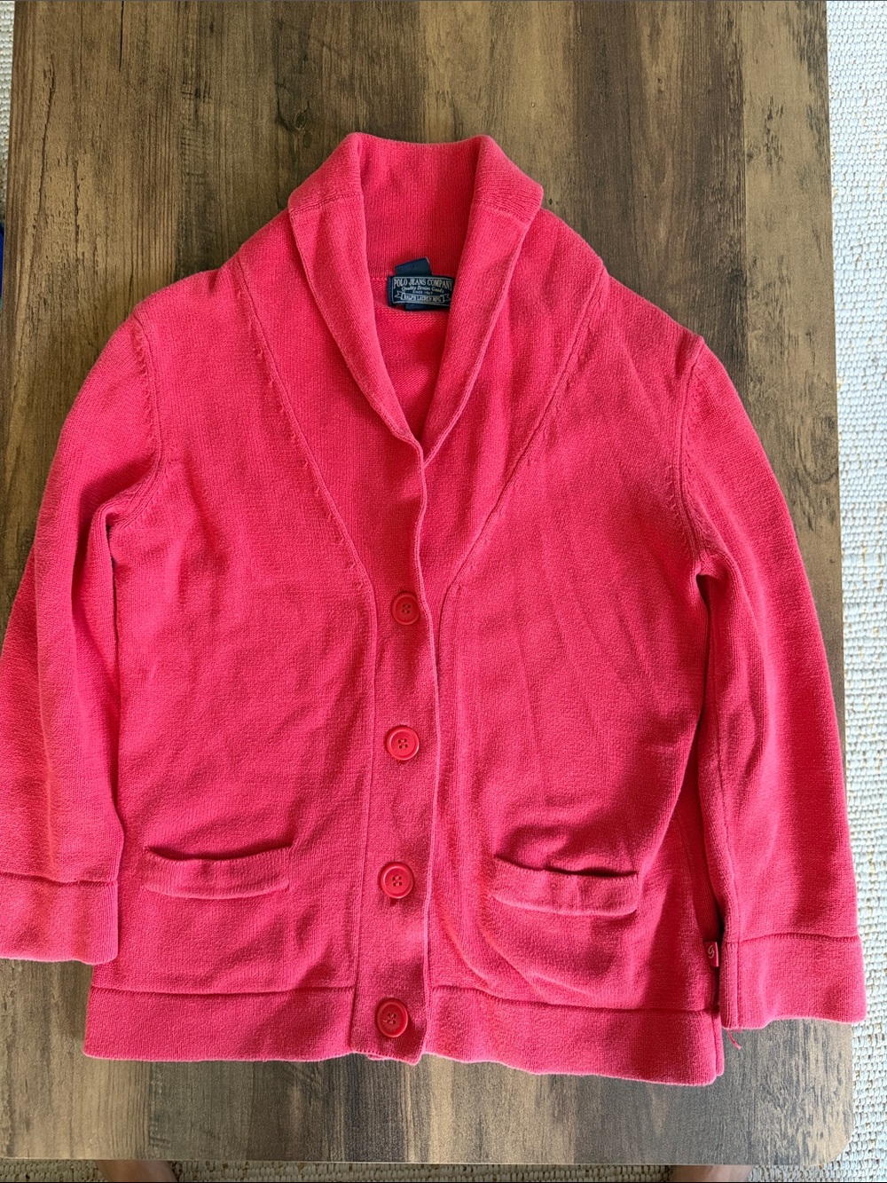 Polo by Ralph Lauren Women's V-Neck Button Cardigan - Coral Pink